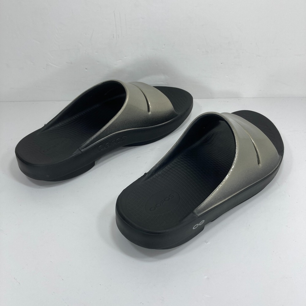 OOFOS OOahh Luxe Slides Mens 9 Womens 11 Recovery Metallic Unisex Sandals - Picture 5 of 10